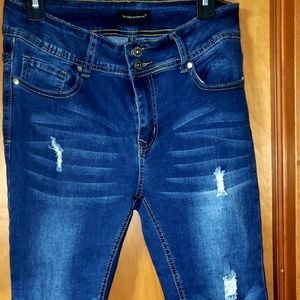 Holy, distressed deep blue skinny jeans
